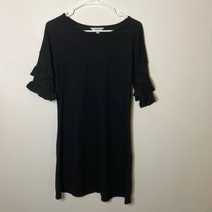 Soft Black Dress with Ruffle Sleeves